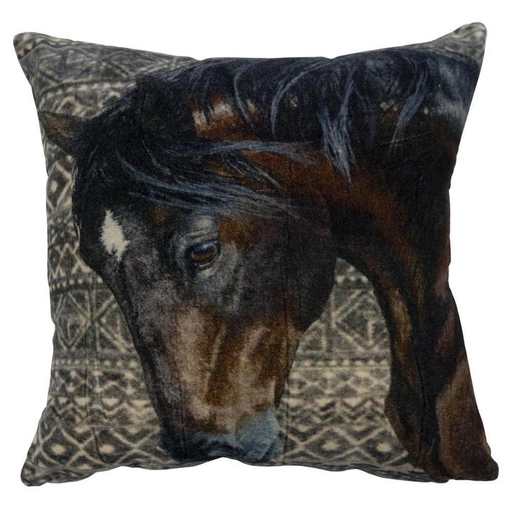 kussen fluweel dessin met paard 45x45cm, Huis en Inrichting, Woonaccessoires | Overige, Verzenden