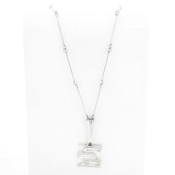 Zilveren staafjes schakelketting met vaste hanger | 72 cm, Sieraden, Tassen en Uiterlijk, Kettingen, Ophalen of Verzenden, Gebruikt