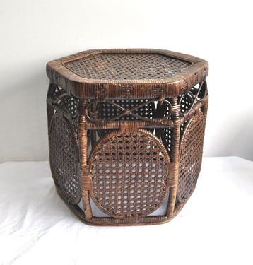 Bijzettafel - Rattan - Vintage bijzettafel van vlechtwerk
