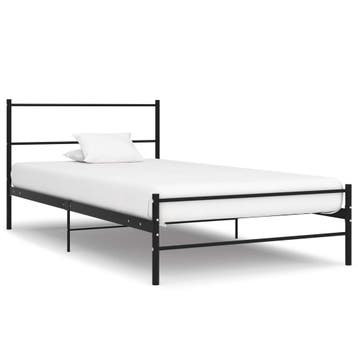vidaXL Bedframe metaal zwart 90x200 cm, 90 cm, Eenpersoons, Verzenden, Zwart