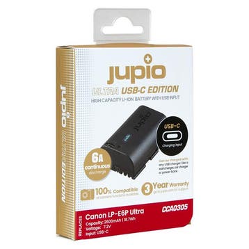 Jupio accu Canon LP-E6P Ultra USB-C Edition  (2600mAh), Ophalen of Verzenden, Nieuw