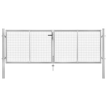 vidaXL Tuinpoort gegalvaniseerd staal 306x75 cm zilver, Verzenden, Nieuw