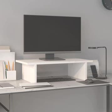 vidaXL Monitorstandaard 50x27x15 cm massief grenenhout wit, Verzenden, Nieuw