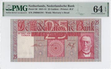 Nederland. - 25 Gulden - 1941 - Mees - Pick 50 (Zonder