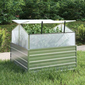 vidaXL Plantenbak met kas verhoogd 100x100x85 cm, 100 cm of meer, Verzenden, Nieuw, Metaal