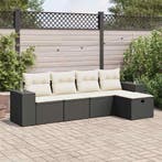 vidaXL 5-delige Loungeset met kussens poly rattan zwart, Tuin en Terras, 5 zitplaatsen, Nieuw, Loungeset, Verzenden