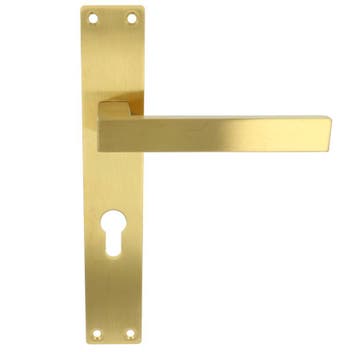Deurklink Rechthoek op schild PC72 PVD mat goud, Verzenden, Nieuw
