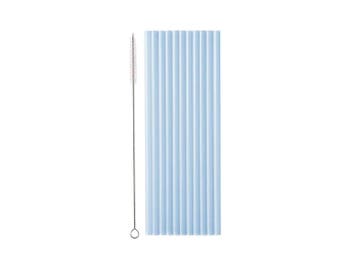 Plastic Rietjes Lichtblauw Herbruikbaar 23cm (12st), Ophalen of Verzenden, Nieuw