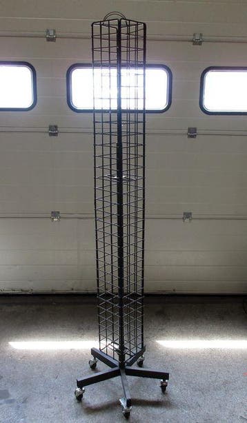 Rek, Display op wielen, zwart, B18 x D18 x H183 cm, Gebruikt