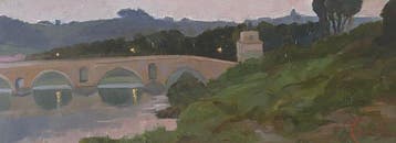Onorato Carlandi (1848-1939) - Veduta romana con il ponte, Antiek en Kunst
