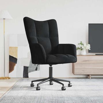 Relaxstoel Zwart Fluweel | Retourdeal 34% Korting, Minder dan 75 cm, Nieuw, Ophalen of Verzenden, 50 tot 75 cm