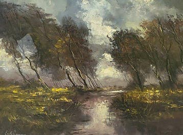 Europese school (XX) - Atmospheric Flemish landscape, Antiek en Kunst