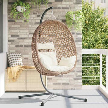 vidaXL Hangende ei-stoel poly rattan 104 x 100 x 191 cm, Verzenden, Nieuw, Rotan