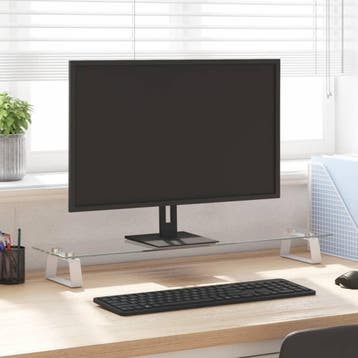 vidaXL Monitorstandaard 80x20x8 cm gehard glas en metaal wit, Verzenden, Nieuw