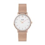 Cluse Minuit Mesh White, Rose Gold Colour, Sieraden, Tassen en Uiterlijk, Horloges | Dames, Verzenden, Nieuw