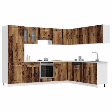 vidaXL 14-delige Keukenkastenset Kalmar bewerkt hout oud, Verzenden, Nieuw, Bruin