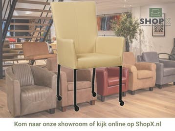 Leren eetkamerstoel Deal met armleuning - Toledo Kalahari, Bruin, Nieuw, Leer, Ophalen of Verzenden