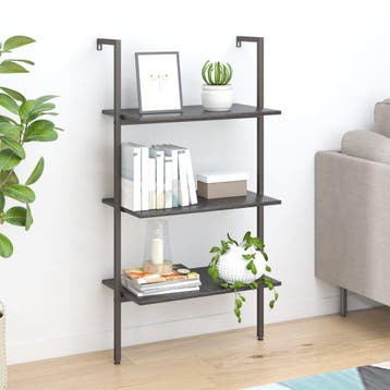 vidaXL Ladderrek met 3 schappen 64x35x120,5 cm zwart, Verzenden, 100 tot 150 cm, Nieuw, 50 tot 100 cm