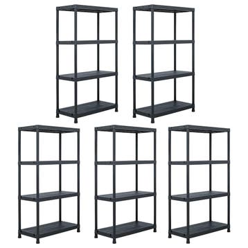 vidaXL Opbergrekken 5 st 60x30x138 cm kunststof zwart, Verzenden, Nieuw