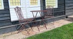 Tuinmeubelset (3) - brocante inklapbaar tuinset kleur bruin, Antiek en Kunst