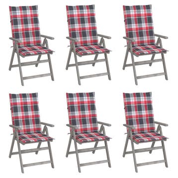 vidaXL Tuinstoelen 6 st verstelbaar met kussens massief, Tuin en Terras, Verzenden, Nieuw, Hout