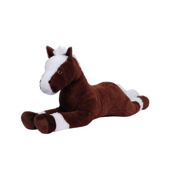 Paard knuffel Hippos - zachte pluche - bruin/wit - 90 cm, Verzenden, Nieuw