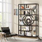 Industriële Stellingkast – Zwart Metaal en Bruin Hout Kast, Verzenden, Nieuw