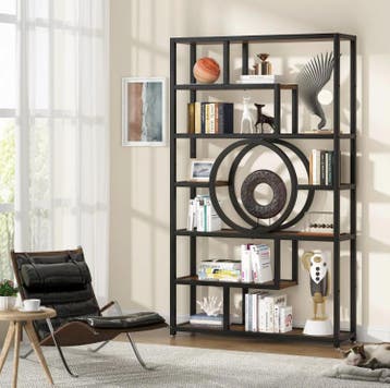 Industriële Stellingkast – Zwart Metaal en Bruin Hout Kast, Huis en Inrichting, Kasten | Stellingkasten, Verzenden, Nieuw