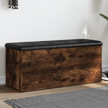 vidaXL Opbergbankje 102x42x45 cm bewerkt hout gerookt, Huis en Inrichting, Banken | Voetenbanken en Poefen, Verzenden, Nieuw