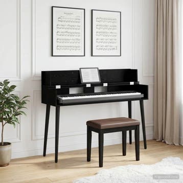 vidaXL studiobureau Zwart eiken 130 x 40 x 19,5 cm Bewerkt, Muziek en Instrumenten, Keyboards, Verzenden, Nieuw