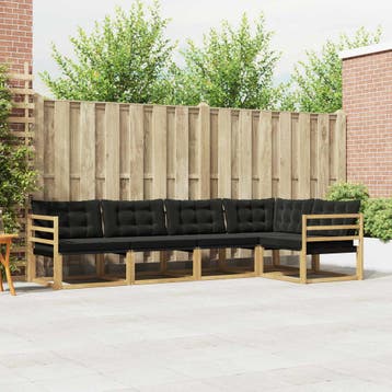 vidaXL Buiten bankenset 5 st Wit en zwart, Verzenden, Nieuw