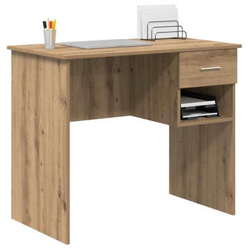 vidaXL Bureau met lade Artisan Eiken 90 x 49 x 75 cm Bewerkt, Verzenden, Nieuw