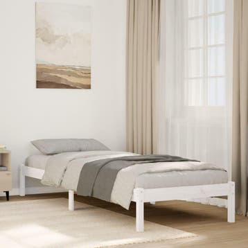vidaXL Bedframe extra lang zonder matras grenenhout wit, Huis en Inrichting, Slaapkamer | Bedden, Eenpersoons, Verzenden, Wit