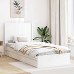 vidaXL Bedframe met opbergruimte en hoofdbord Wit 75 x 190, Verzenden, Nieuw, Wit, Hout