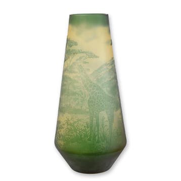 A CAMEO GLASS VASE GIRAFFE OF THE SAVANNAH (Interieur), Verzenden, Nieuw