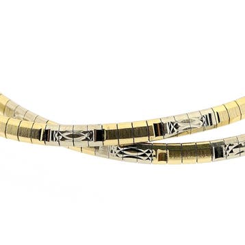 Bicolor gouden omega schakelcollier (Ketting), Sieraden, Tassen en Uiterlijk, Kettingen, Ophalen of Verzenden, Gebruikt, Overige kleuren