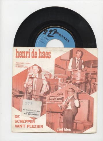 Henri De Haes – De Schepper Vant Plezier / Ciel Bleu (1-7-, Cd's en Dvd's, Vinyl Singles, Ophalen of Verzenden, Nieuw in verpakking