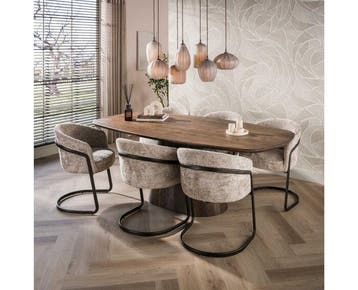 Eettafel Jade Deens ovaal acaciahout 215x105x77 cm - Bruin -, Ophalen of Verzenden, Nieuw
