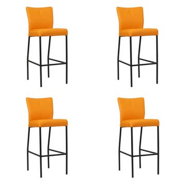 Set van 4 Leren barkrukken Revolt hoog - Toledo Mandarin, Huis en Inrichting, Ophalen of Verzenden, Nieuw, Leer