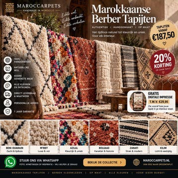 Handgemaakt Azilal, beni ouarain, boujaad, berber tapijten, 200 cm of meer, Nieuw, 200 cm of meer, Blauw