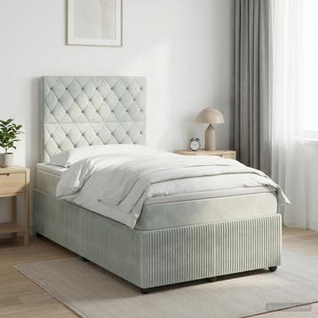 vidaXL Boxspringbed met matras Lichtgrijs 120 x 190 cm, Verzenden, Nieuw, Twijfelaar, Stof