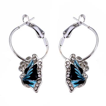 Fako Bijoux - Oorringen - 20mm - Vlinder Kristal - Blauw, Verzenden, Nieuw