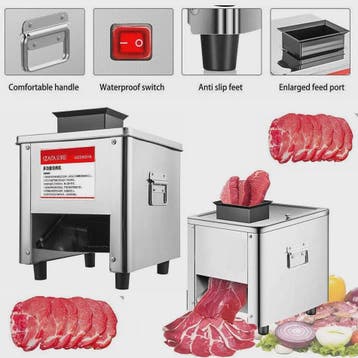 Professionele RVS Vlees Snijmachine 850W - Snel en Efficiënt, Verzenden, Nieuw in verpakking