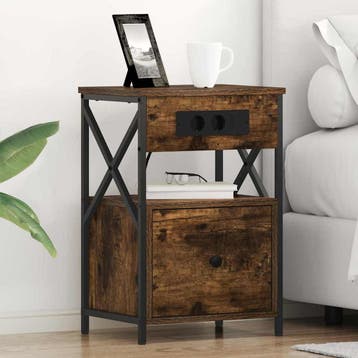 vidaXL Nachtkastje 2 st Gerookt eiken 40 x 31 x 60 cm, Minder dan 45 cm, Verzenden, Nieuw, 55 tot 70 cm