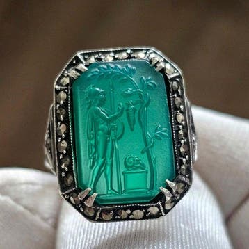 Zonder minimumprijs - Ring Zilver, Art Deco Grand, Nieuw