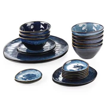 Blauw Keramisch Design Servies Dinner Set | Vintage Look, Verzenden, Nieuw, Keramiek, Compleet servies