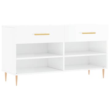 vidaXL Schoenenbank 102x35x55 cm bewerkt hout hoogglans wit, Verzenden, Nieuw