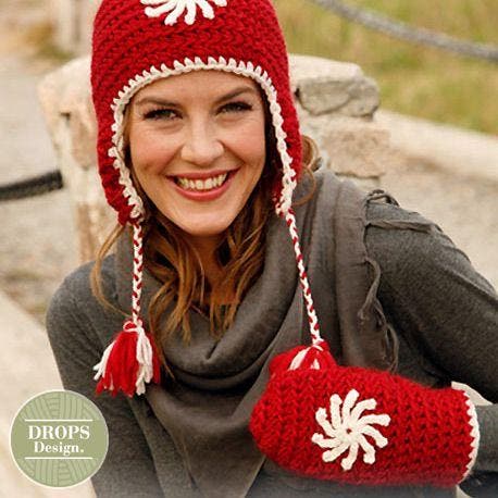 Patroon Gehaakte Muts & Wanten Snowflake - Drops Design, Hobby en Vrije tijd, Breien en Haken, Ophalen of Verzenden