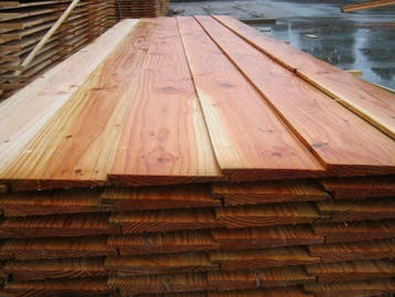 Zweeds Rabat/ Potdekselplank 175mm werkend,  Douglas, 25 tot 50 mm, Nieuw, Plank, 300 cm of meer