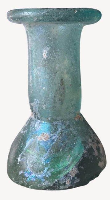 Oud-Romeins Indrukwekkend Romeins glazen fles/unguentarium